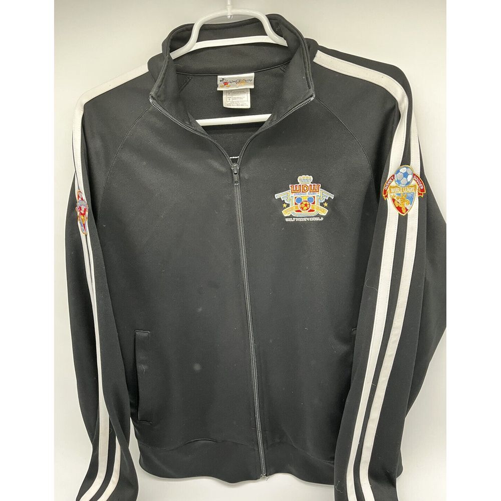 Walt Disney World Black‎ Soccer Club varsity Jacket With Patches Size S